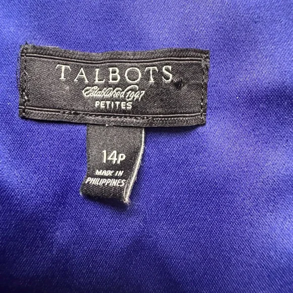 Talbots Petite Formal Dress 14P Blue Sleeveless Sheath Layered Knee Length *READ - Picture 5 of 7